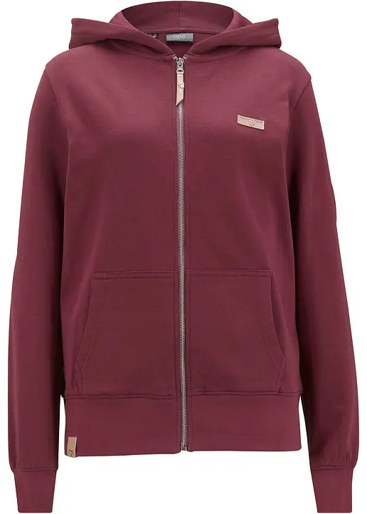 Kapuzen-Sweatjacke aus reiner Baumwolle in rot von vorne - bonprix Kapuzen-Sweatjacke aus reiner Baumwolle in rot von vorne - bonprix