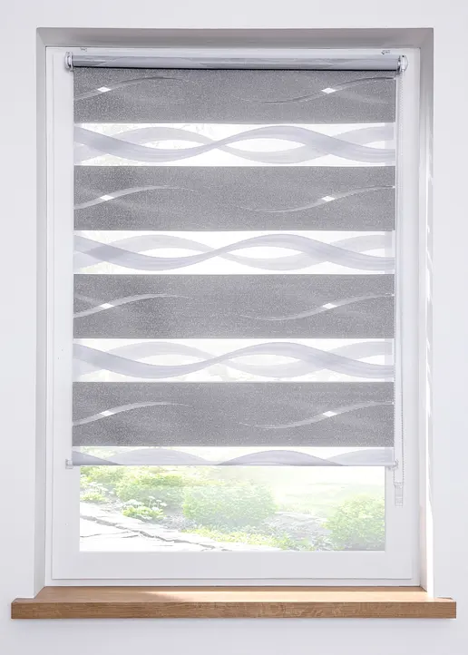 Jacquard Doppelrollo mit Wellen Muster in grau - bpc living bonprix collection Jacquard Doppelrollo mit Wellen Muster in grau - bpc living bonprix collection