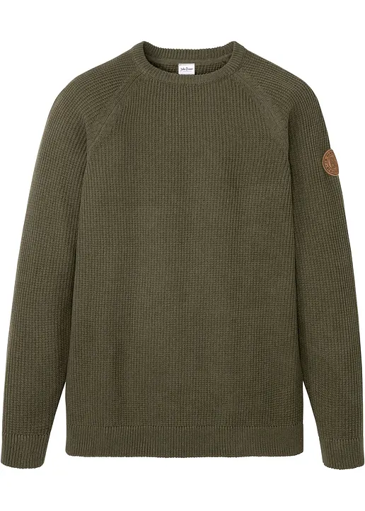 Pullover mit recycelter Baumwolle in grün von vorne - bonprix Pullover mit recycelter Baumwolle in grün von vorne - bonprix