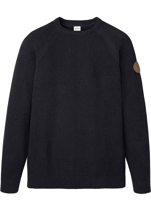 Pullover mit recycelter Baumwolle in blau von vorne - bonprix Pullover mit recycelter Baumwolle in blau von vorne - bonprix