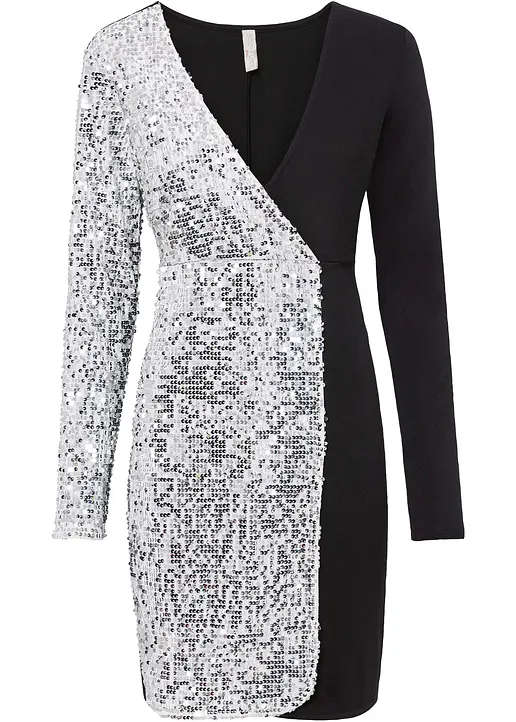 Minikleid mit Pailletten in schwarz von vorne - bonprix Minikleid mit Pailletten in schwarz von vorne - bonprix