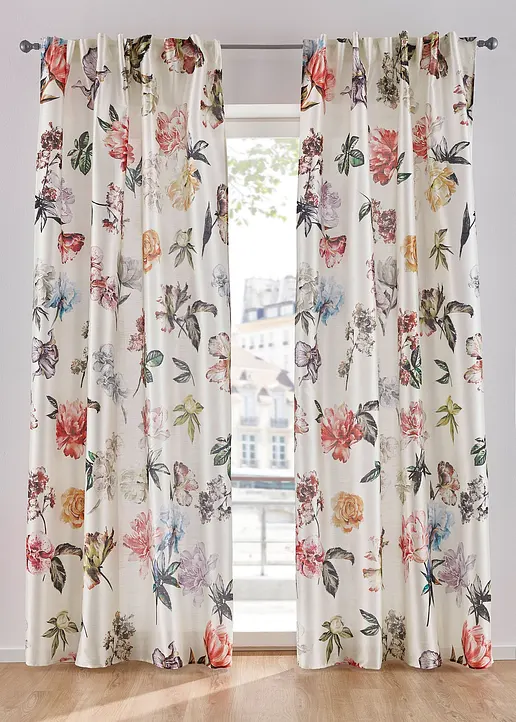 Vorhang mit Blumenmuster (1er Pack) in beige - bonprix Vorhang mit Blumenmuster (1er Pack) in beige - bonprix