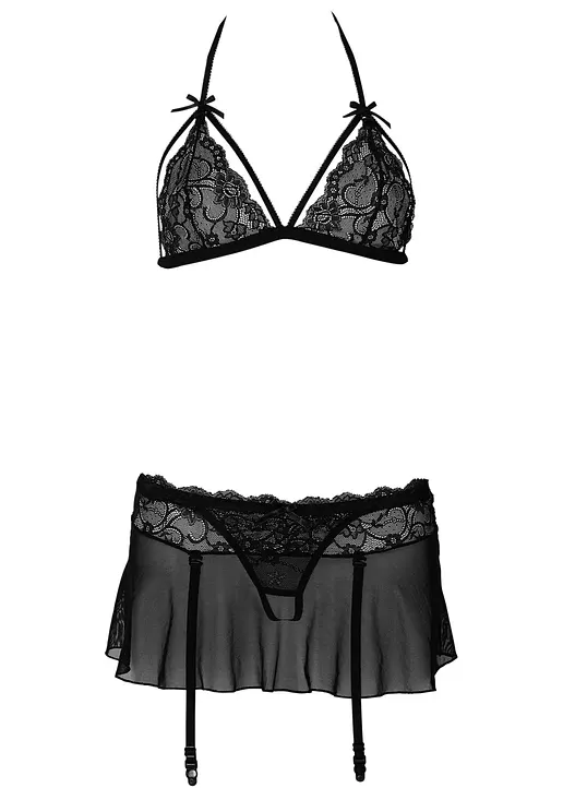 Triangel-BH+String+Rock (3-tlg.Set) in schwarz - VENUS Triangel-BH+String+Rock (3-tlg.Set) in schwarz - VENUS