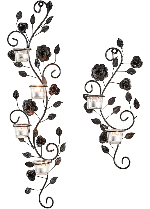 Wandkerzenhalter mit Rosenranke (2-tlg.Set) in schwarz - bpc living bonprix collection Wandkerzenhalter mit Rosenranke (2-tlg.Set) in schwarz - bpc living bonprix collection