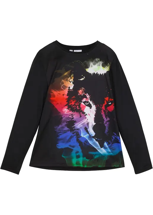 Jungen Langarmshirt in schwarz von vorne - bonprix Jungen Langarmshirt in schwarz von vorne - bonprix