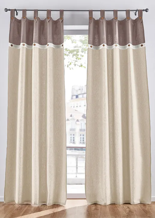 Bio Baumwoll Vorhang mit Knöpfen (1er Pack) in beige - bonprix Bio Baumwoll Vorhang mit Knöpfen (1er Pack) in beige - bonprix