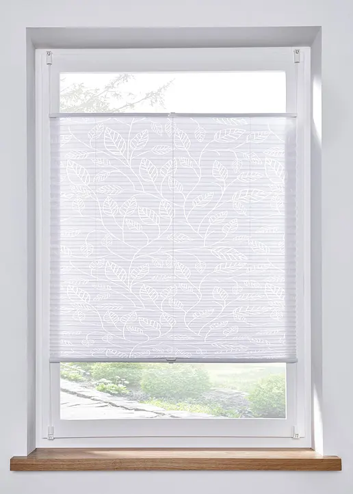 Ausbrenner Plissee mit Blättern in weiß - bpc living bonprix collection Ausbrenner Plissee mit Blättern in weiß - bpc living bonprix collection