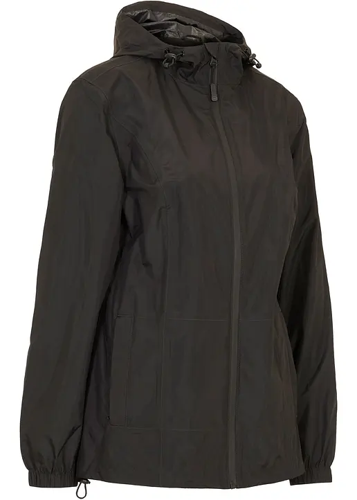 Ultraleichte Regenjacke mit integrierter Tasche zum Verstauen in schwarz von vorne - bpc bonprix collection Ultraleichte Regenjacke mit integrierter Tasche zum Verstauen in schwarz von vorne - bpc bonprix collection