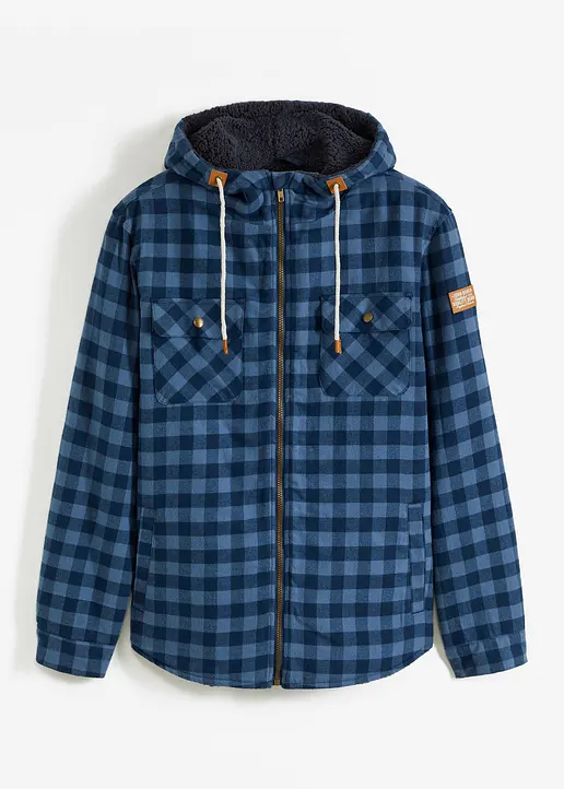 Hemdjacke mit Teddyfutter in blau von vorne - bonprix Hemdjacke mit Teddyfutter in blau von vorne - bonprix