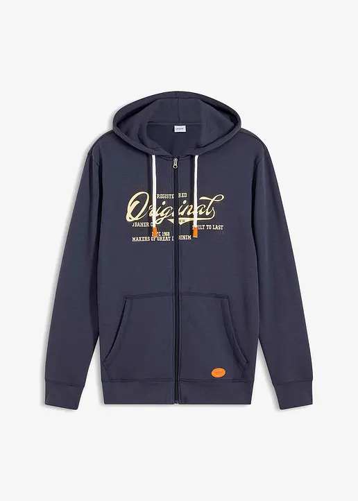 Innen weich angeraute Kapuzen-Sweatjacke in blau von vorne - bonprix Innen weich angeraute Kapuzen-Sweatjacke in blau von vorne - bonprix