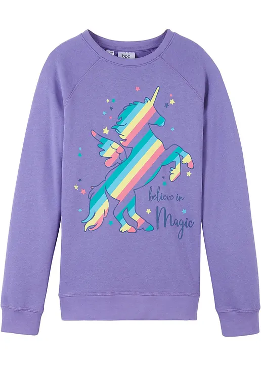 Mädchen Sweatshirt aus Bio-Baumwolle in lila von vorne - bonprix Mädchen Sweatshirt aus Bio-Baumwolle in lila von vorne - bonprix