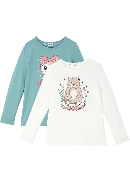 Langarmshirt (2er Pack) in weiß von vorne - bonprix Langarmshirt (2er Pack) in weiß von vorne - bonprix