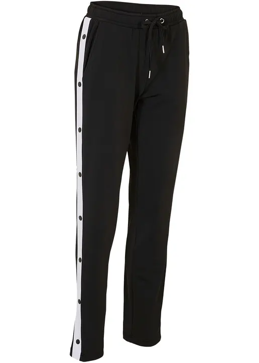 Jogginghose mit Druckknöpfen, schnelltrocknend in schwarz von vorne - bonprix Jogginghose mit Druckknöpfen, schnelltrocknend in schwarz von vorne - bonprix