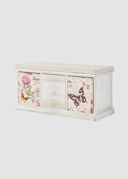 Sitzbank mit Schmetterling-Design in weiß von vorne - bpc living bonprix collection Sitzbank mit Schmetterling-Design in weiß von vorne - bpc living bonprix collection