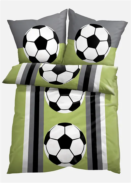 Bettwäsche mit Fussball in grün - bonprix Bettwäsche mit Fussball in grün - bonprix