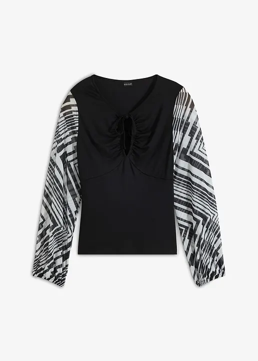 Langarmshirt aus nachhaltiger Viskose in schwarz von vorne - bonprix Langarmshirt aus nachhaltiger Viskose in schwarz von vorne - bonprix