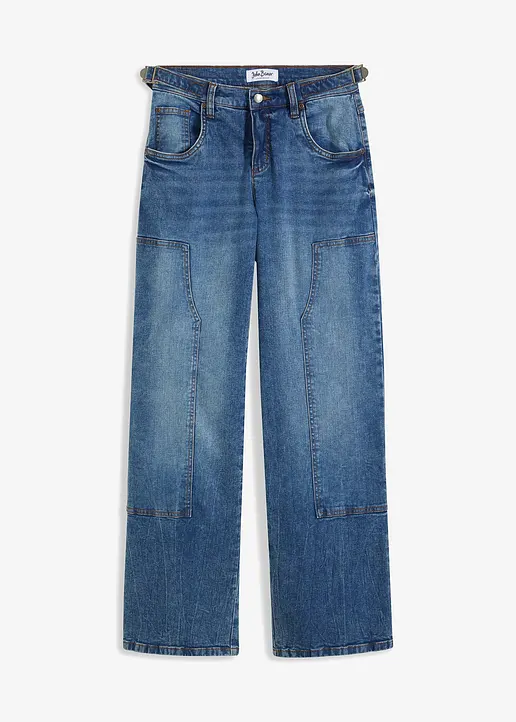 Wide-Leg Jeans Mid Waist in blau von vorne - bonprix Wide-Leg Jeans Mid Waist in blau von vorne - bonprix
