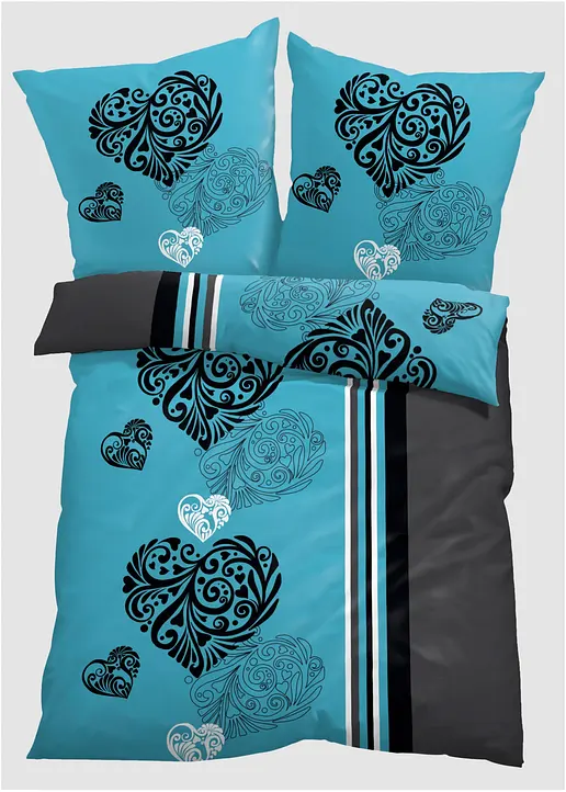 Bettwäsche mit Herzen in blau - bonprix Bettwäsche mit Herzen in blau - bonprix