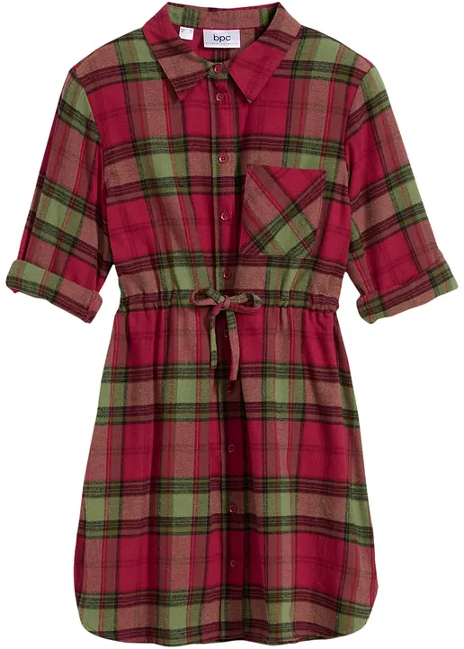 Blusenkleid aus Flanell in rot von vorne - bonprix Blusenkleid aus Flanell in rot von vorne - bonprix