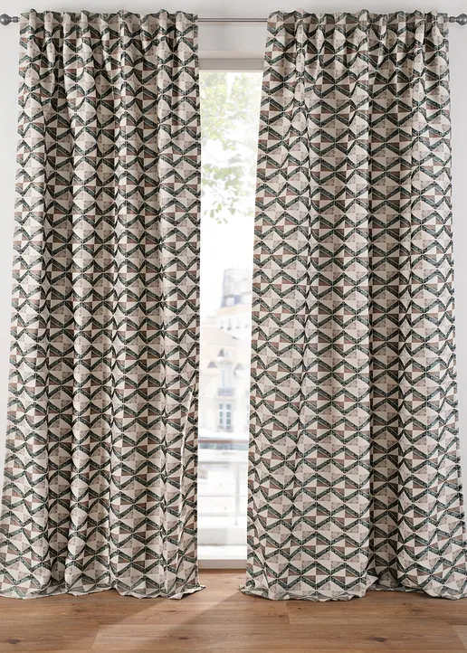 Jacquard Vorhang mit grafischem Muster in beige - bonprix Jacquard Vorhang mit grafischem Muster in beige - bonprix