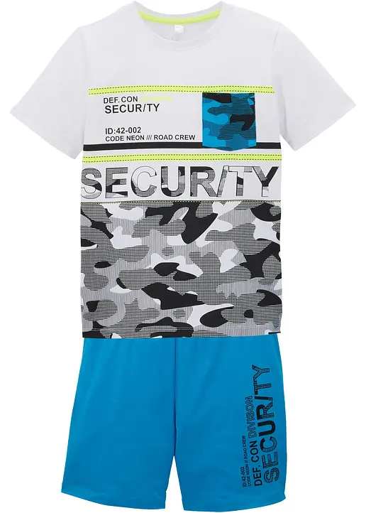 Shirt und kurze Hose (2-tlg.Set) aus Bio Baumwolle in blau von vorne - bonprix Shirt und kurze Hose (2-tlg.Set) aus Bio Baumwolle in blau von vorne - bonprix