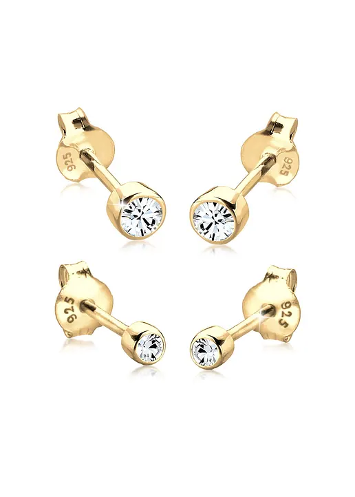 Elli Ohrsteckerset aus 925er Sterling Silber vergoldet (4-tlg.Set) in gold von vorne - elli Elli Ohrsteckerset aus 925er Sterling Silber vergoldet (4-tlg.Set) in gold von vorne - elli