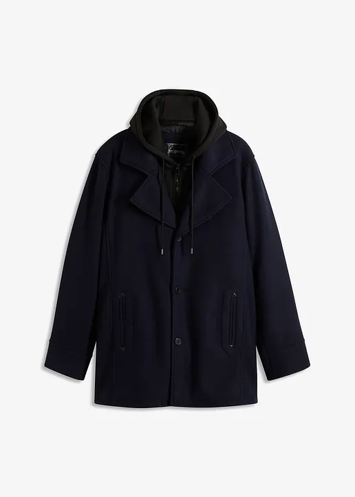 Outdoorjacke in Wolloptik mit abnehmbarem Sweateinsatz in blau von vorne - bonprix Outdoorjacke in Wolloptik mit abnehmbarem Sweateinsatz in blau von vorne - bonprix