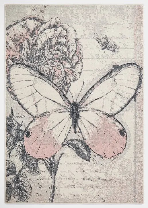 Teppich mit großem Schmetterling in rosa - bonprix Teppich mit großem Schmetterling in rosa - bonprix