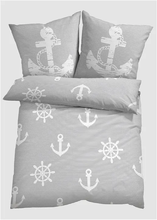 Bettwäsche mit maritimen Design in grau - bonprix Bettwäsche mit maritimen Design in grau - bonprix