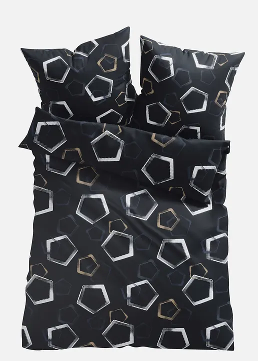 Bettwäsche mit grafischem Design in schwarz von vorne - bonprix Bettwäsche mit grafischem Design in schwarz von vorne - bonprix