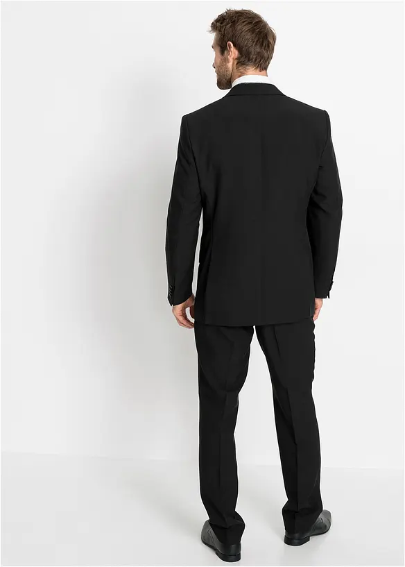 Hochzeitsanzug mit Weste und Plastron (5-tlg. Set), Regular Fit in schwarz von hinten (Totalaufnahme) - bonprix Hochzeitsanzug mit Weste und Plastron (5-tlg. Set), Regular Fit in schwarz von hinten (Totalaufnahme) - bonprix