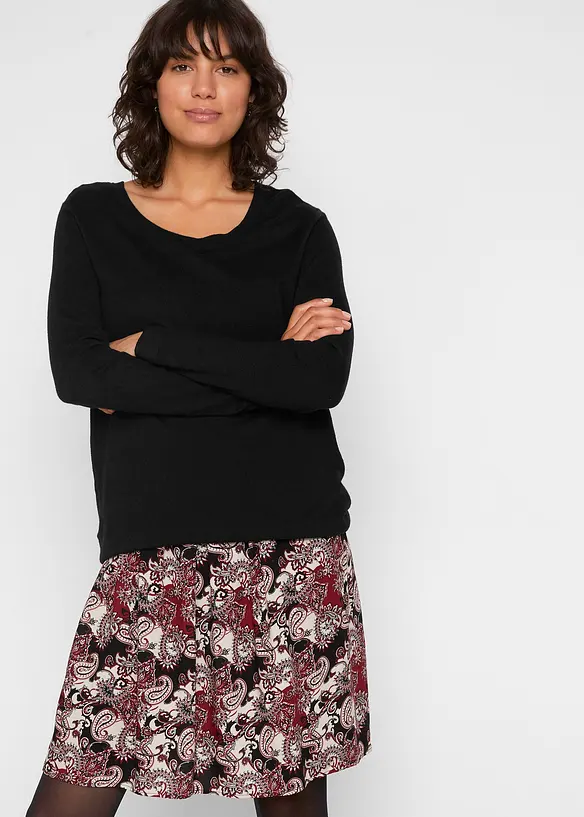 Umstand- und Stillkleid aus einer Materialkombination in schwarz von vorne (Totalaufnahme) - bonprix Umstand- und Stillkleid aus einer Materialkombination in schwarz von vorne (Totalaufnahme) - bonprix