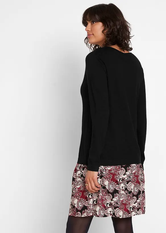 Umstand- und Stillkleid aus einer Materialkombination in schwarz von hinten (Totalaufnahme) - bonprix Umstand- und Stillkleid aus einer Materialkombination in schwarz von hinten (Totalaufnahme) - bonprix