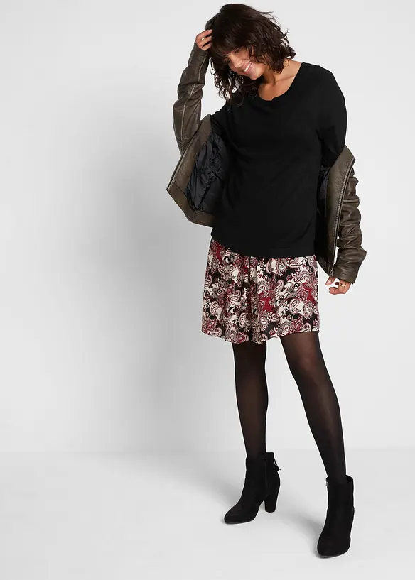 Umstand- und Stillkleid aus einer Materialkombination in schwarz im Look von vorne (Totalaufnahme) - bonprix Umstand- und Stillkleid aus einer Materialkombination in schwarz im Look von vorne (Totalaufnahme) - bonprix