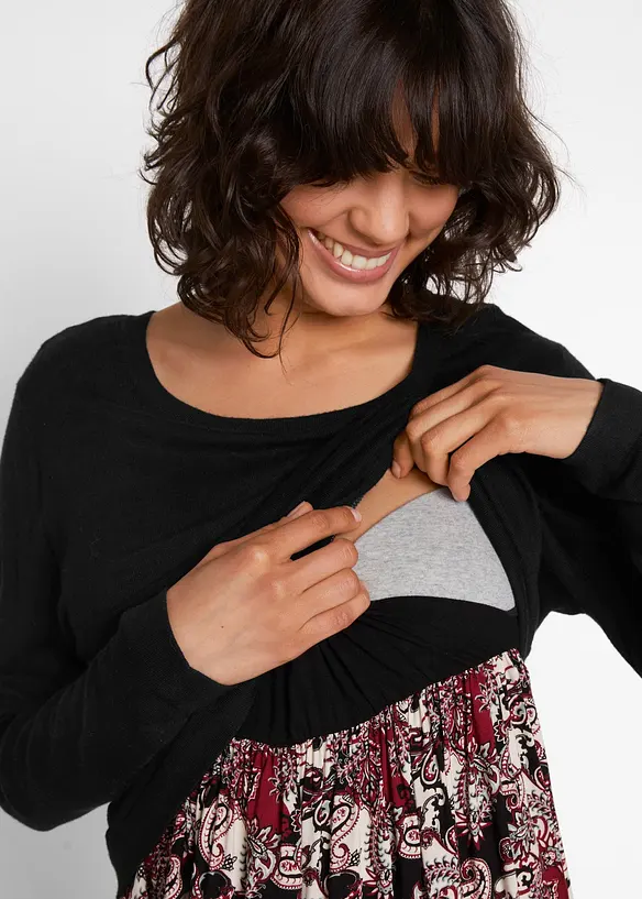 Umstand- und Stillkleid aus einer Materialkombination in schwarz (Detailaufnahme) - bonprix Umstand- und Stillkleid aus einer Materialkombination in schwarz (Detailaufnahme) - bonprix