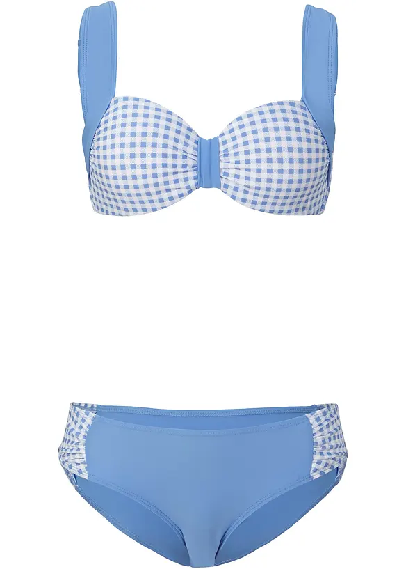 Attraktiver Balconette Bikini Mit Softcups Blau Kariert Cup C