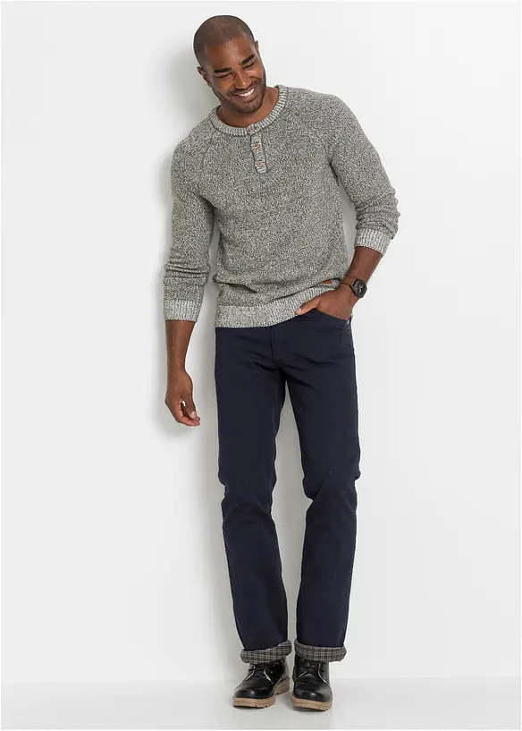 Thermo Classic Fit Jeans mit Flanellfutter, Straight in schwarz im Look von vorne (Totalaufnahme) - bonprix Thermo Classic Fit Jeans mit Flanellfutter, Straight in schwarz im Look von vorne (Totalaufnahme) - bonprix