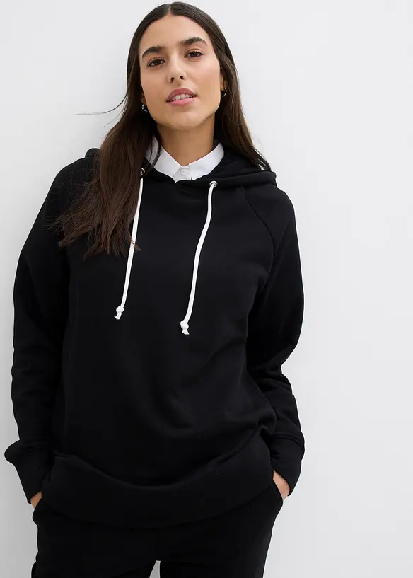 Hoodie mit Kapuze in schwarz von vorne (im Anschnitt) - bonprix Hoodie mit Kapuze in schwarz von vorne (im Anschnitt) - bonprix