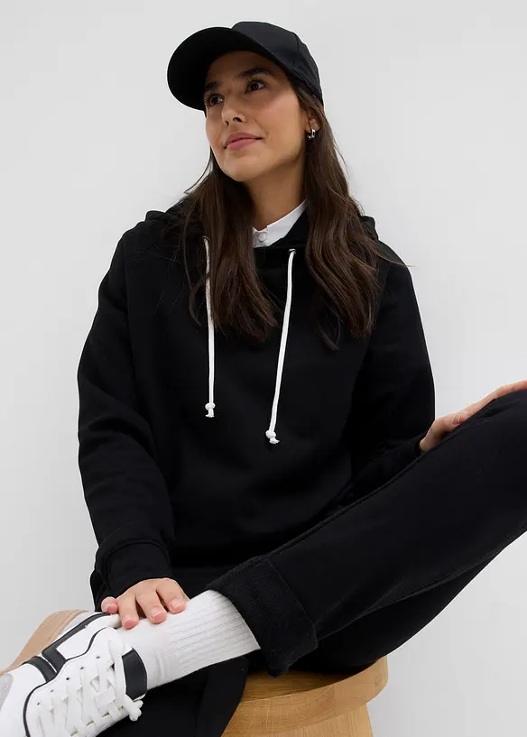 Hoodie mit Kapuze in schwarz (Detailaufnahme) - bonprix Hoodie mit Kapuze in schwarz (Detailaufnahme) - bonprix