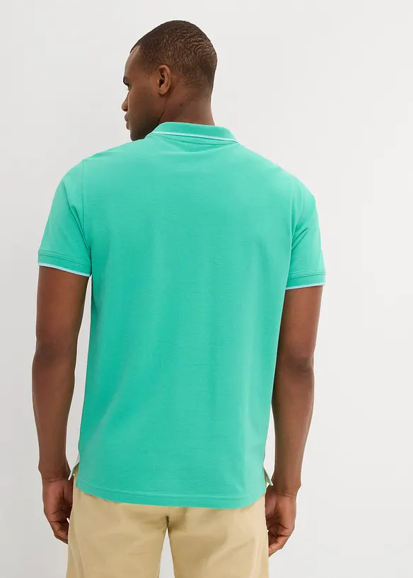Piqué-Poloshirt aus reiner Bio-Baumwolle, Kurzarm in grün von hinten (im Anschnitt) - bonprix Piqué-Poloshirt aus reiner Bio-Baumwolle, Kurzarm in grün von hinten (im Anschnitt) - bonprix