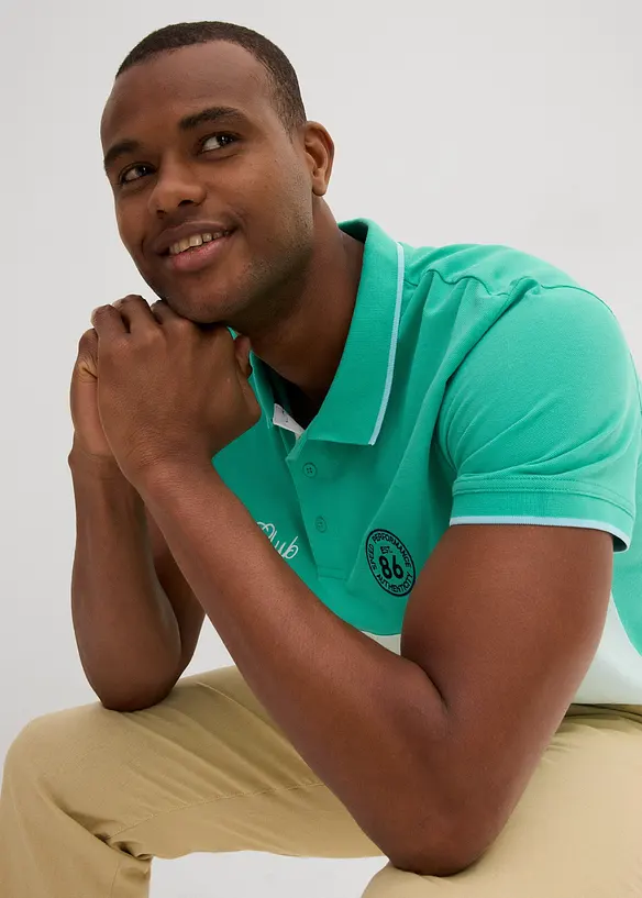 Piqué-Poloshirt aus reiner Bio-Baumwolle, Kurzarm in grün (Detailaufnahme) - bonprix Piqué-Poloshirt aus reiner Bio-Baumwolle, Kurzarm in grün (Detailaufnahme) - bonprix