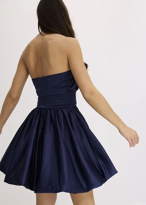 Ballonkleid aus glänzendem Satin in blau von hinten (Totalaufnahme) - bonprix Ballonkleid aus glänzendem Satin in blau von hinten (Totalaufnahme) - bonprix