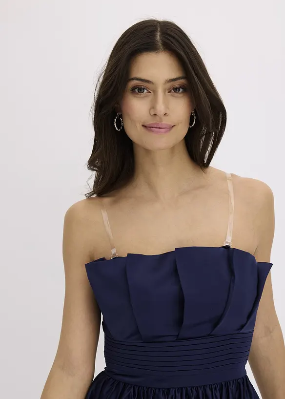 Ballonkleid aus glänzendem Satin in blau (Detailaufnahme) - bonprix Ballonkleid aus glänzendem Satin in blau (Detailaufnahme) - bonprix