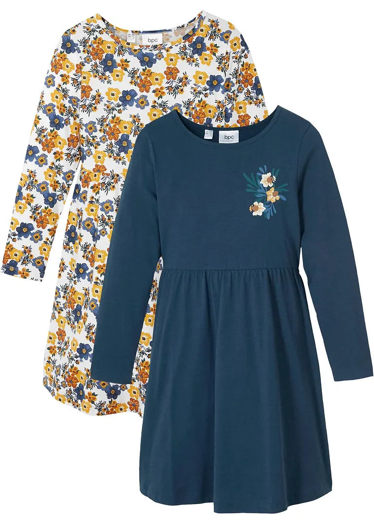 Jerseykleid (2er Pack) aus reiner Bio-Baumwolle in weiß von vorne - bonprix Jerseykleid (2er Pack) aus reiner Bio-Baumwolle in weiß von vorne - bonprix