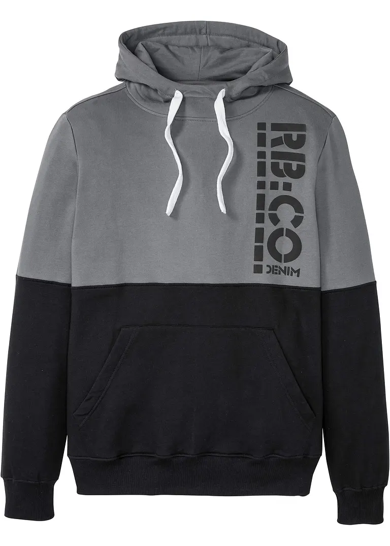 Kapuzensweatshirt, Slim Fit in schwarz von vorne - bonprix Kapuzensweatshirt, Slim Fit in schwarz von vorne - bonprix