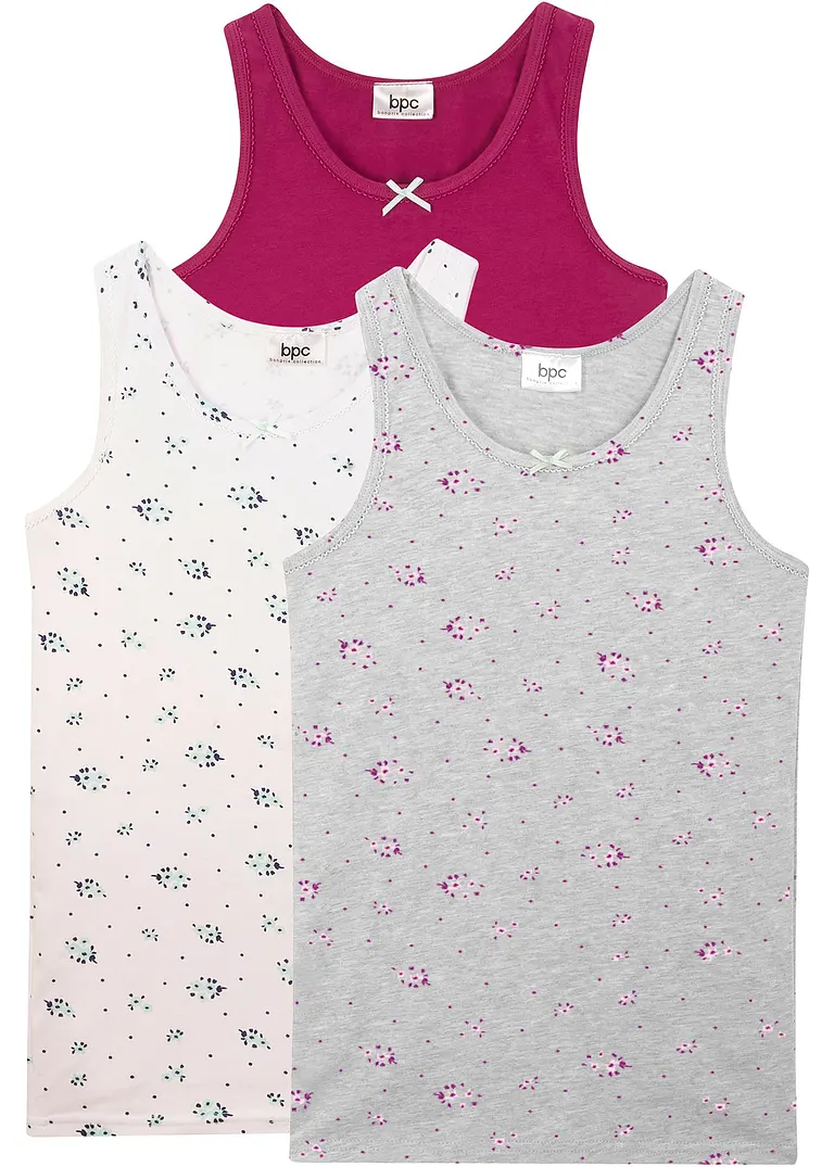 Unterhemd mit weicher Baumwolle (3er Pack) in lila von vorne - bonprix Unterhemd mit weicher Baumwolle (3er Pack) in lila von vorne - bonprix