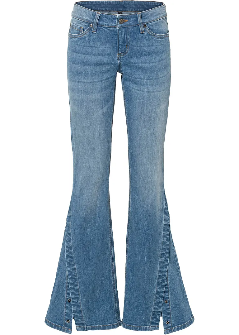 Bootcut-Jeans, Low Waist, Bio-Baumwolle in blau von vorne - RAINBOW Bootcut-Jeans, Low Waist, Bio-Baumwolle in blau von vorne - RAINBOW