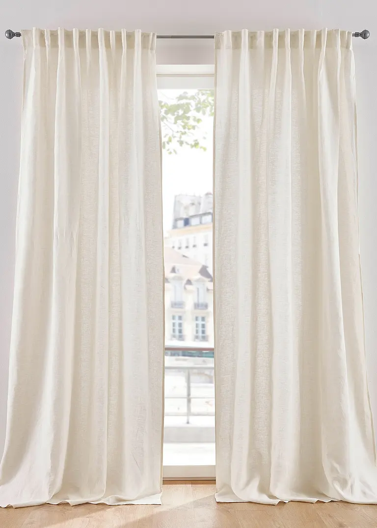 Leinen Baumwoll Vorhang (1er Pack) in beige - bonprix Leinen Baumwoll Vorhang (1er Pack) in beige - bonprix