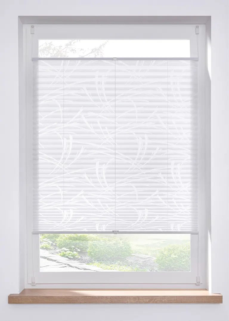 Ausbrenner Plissee mit Blätterdruck in weiß - bpc living bonprix collection Ausbrenner Plissee mit Blätterdruck in weiß - bpc living bonprix collection