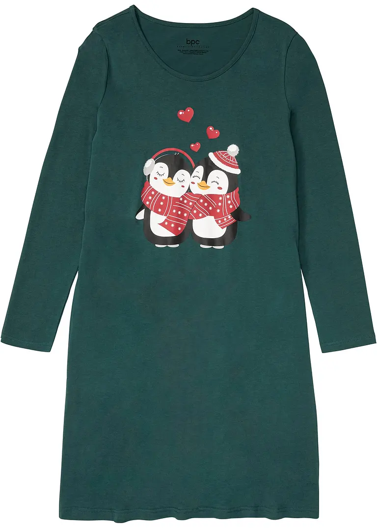 Nachthemd aus reiner Bio-Baumwolle in grün von vorne - bonprix Nachthemd aus reiner Bio-Baumwolle in grün von vorne - bonprix